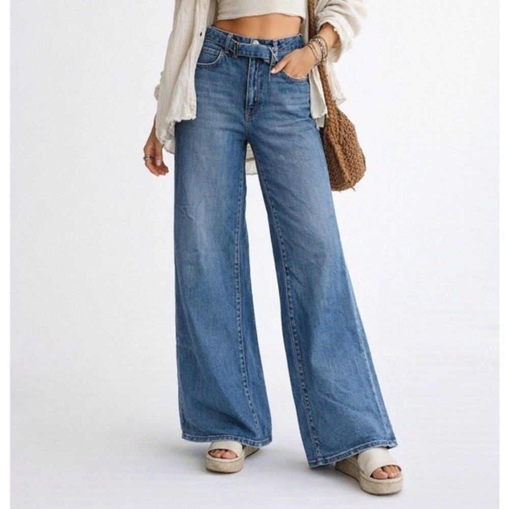 Lovervet by Vervet Super High Rise‎ Extreme Wide Leg Jeans Indigo Size 30 NWT